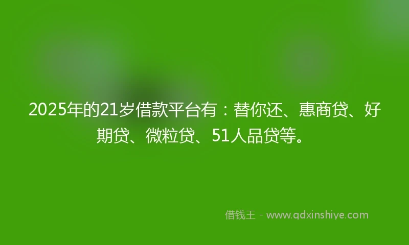 2025年的21岁借款平台有：替你还、惠商贷、好期贷、微粒贷、51人品贷等。