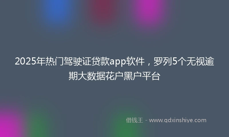 2025年热门驾驶证贷款app软件，罗列5个无视逾期大数据花户黑户平台
