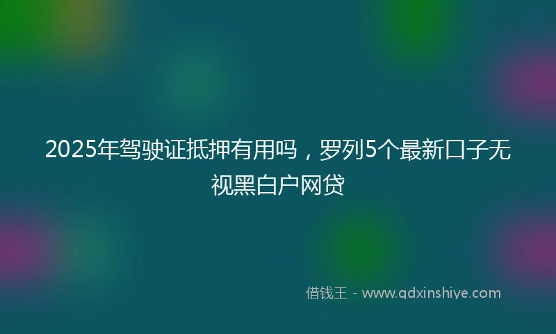 2025年驾驶证抵押有用吗，罗列5个最新口子无视黑白户网贷