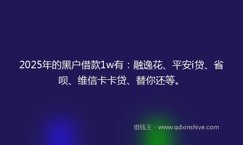 2025年的黑户借款1w有：融逸花、平安i贷、省呗、维信卡卡贷、替你还等。