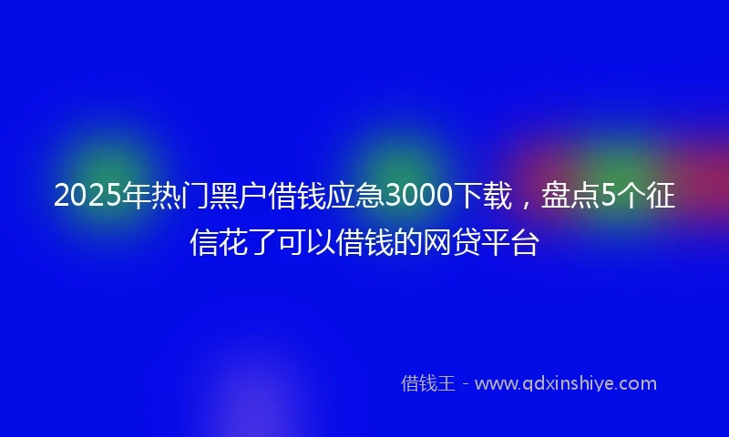 2025年热门黑户借钱应急3000下载，盘点5个征信花了可以借钱的网贷平台