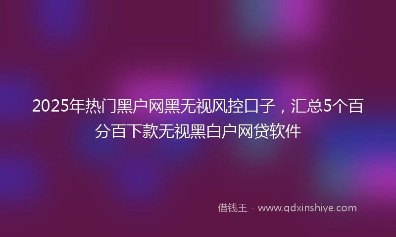2025年热门黑户网黑无视风控口子，汇总5个百分百下款无视黑白户网贷软件