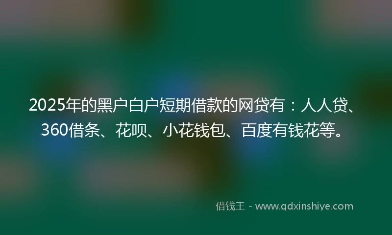 2025年的黑户白户短期借款的网贷有：人人贷、360借条、花呗、小花钱包、百度有钱花等。