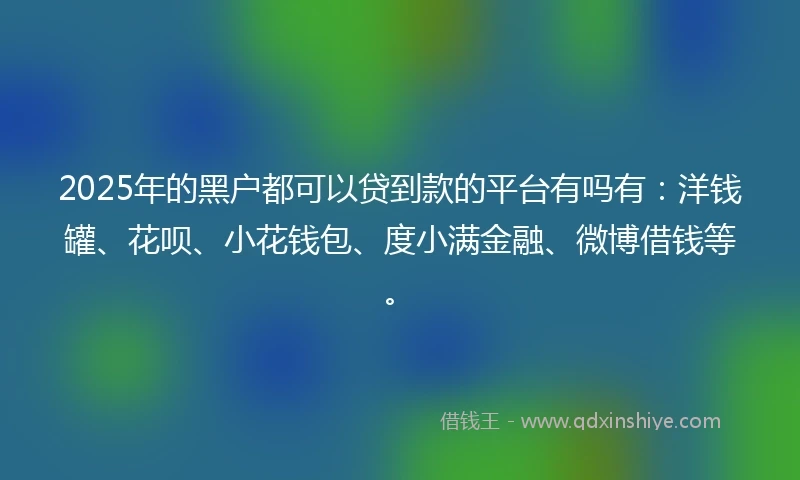 2025年的黑户都可以贷到款的平台有吗有：洋钱罐、花呗、小花钱包、度小满金融、微博借钱等。