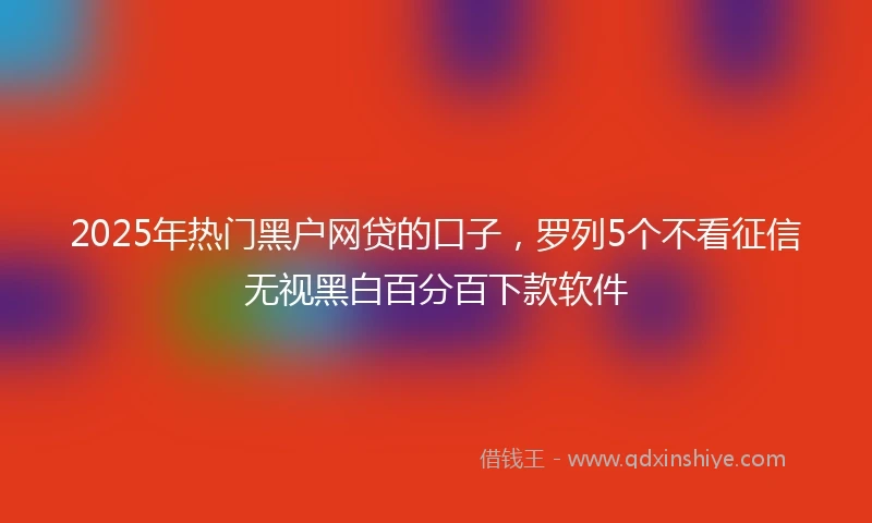 2025年热门黑户网贷的口子，罗列5个不看征信无视黑白百分百下款软件