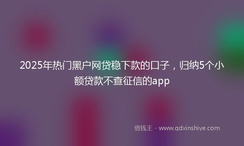 2025年热门黑户网贷稳下款的口子，归纳5个小额贷款不查征信的app