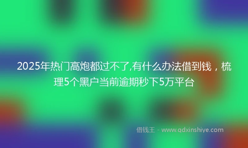 2025年热门高炮都过不了,有什么办法借到钱，梳理5个黑户当前逾期秒下5万平台
