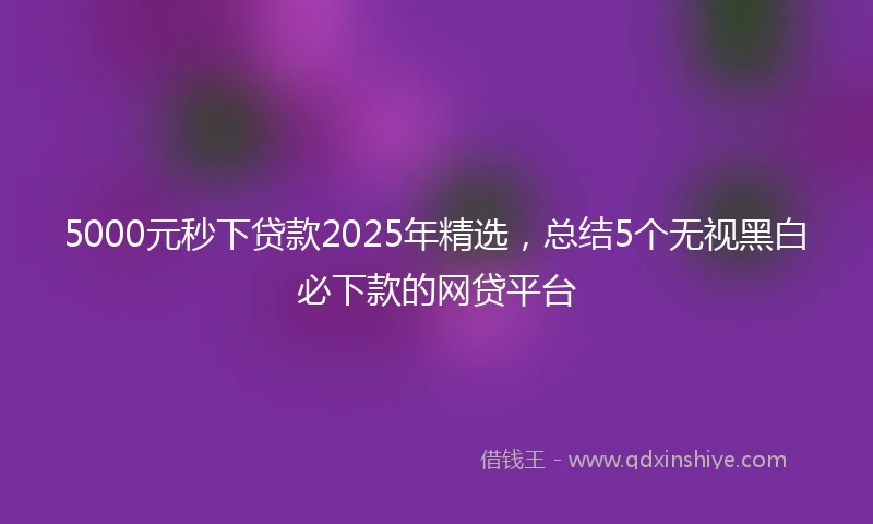 5000元秒下贷款2025年精选，总结5个无视黑白必下款的网贷平台