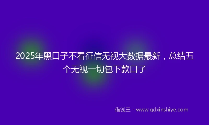 2025年黑口子不看征信无视大数据最新，总结五个无视一切包下款口子