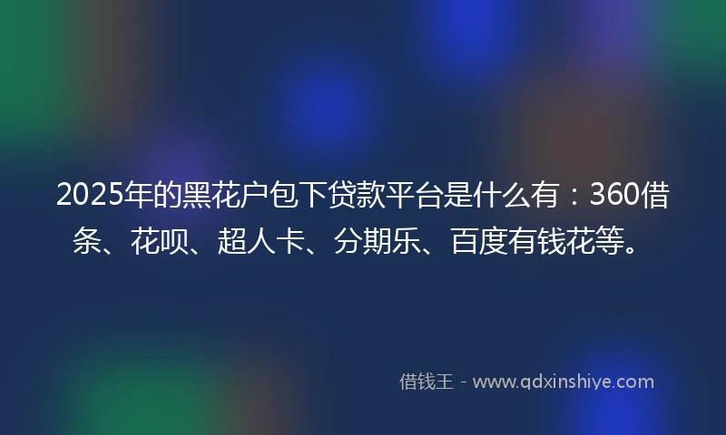 2025年的黑花户包下贷款平台是什么有：360借条、花呗、超人卡、分期乐、百度有钱花等。