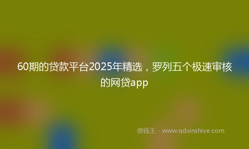 60期的贷款平台2025年精选，罗列五个极速审核的网贷app
