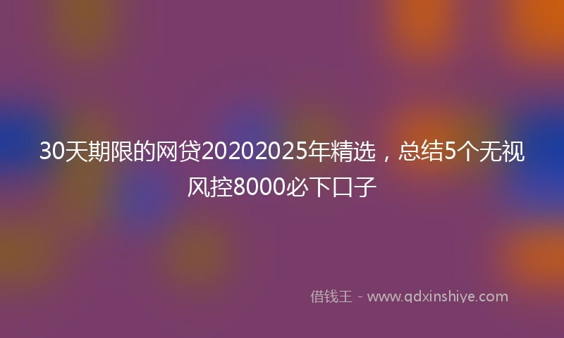 30天期限的网贷20202025年精选，总结5个无视风控8000必下口子