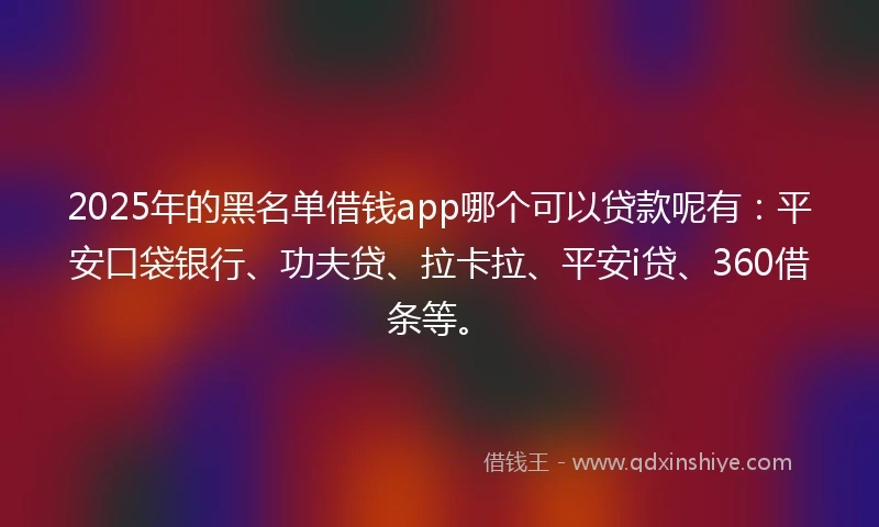2025年的黑名单借钱app哪个可以贷款呢有：平安口袋银行、功夫贷、拉卡拉、平安i贷、360借条等。