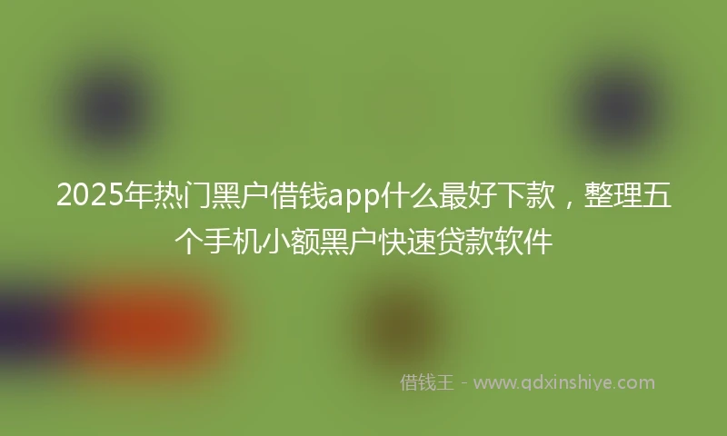 2025年热门黑户借钱app什么最好下款，整理五个手机小额黑户快速贷款软件