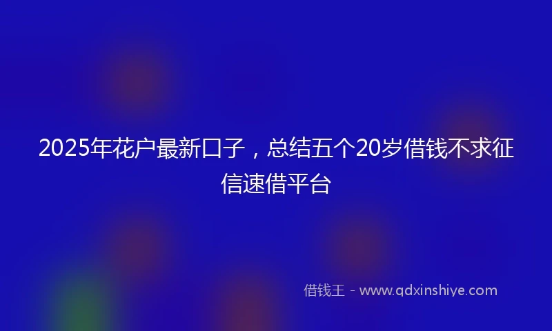 2025年花户最新口子，总结五个20岁借钱不求征信速借平台