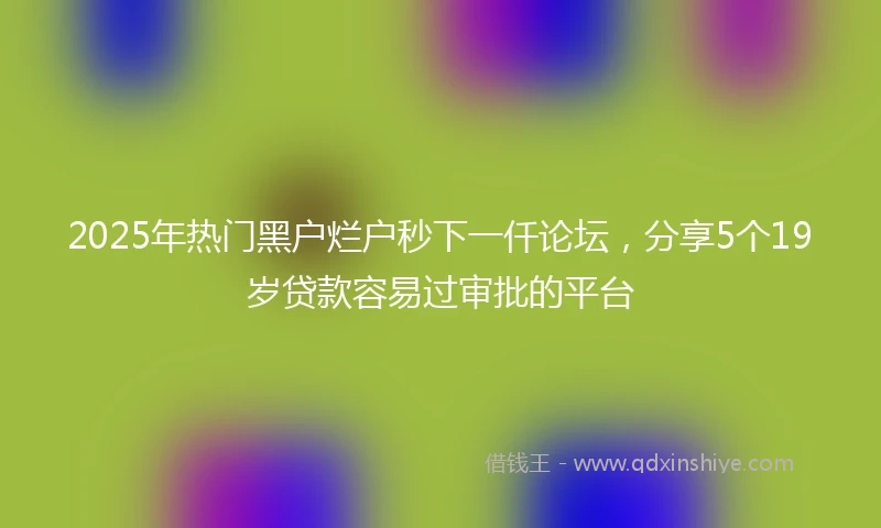 2025年热门黑户烂户秒下一仟论坛，分享5个19岁贷款容易过审批的平台