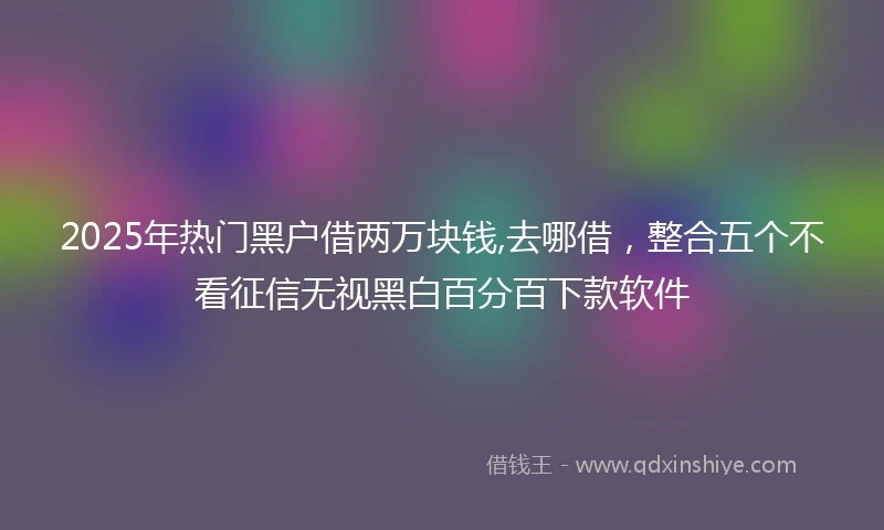 2025年热门黑户借两万块钱,去哪借，整合五个不看征信无视黑白百分百下款软件