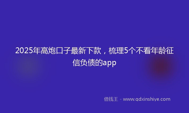 2025年高炮口子最新下款，梳理5个不看年龄征信负债的app