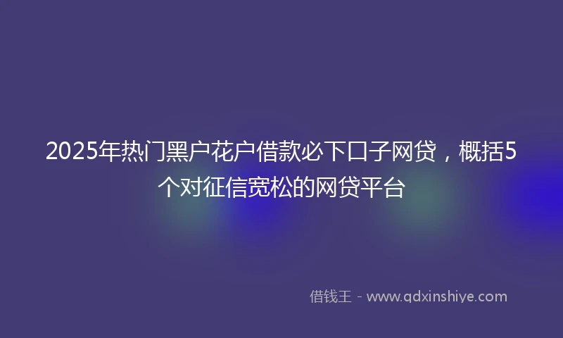 2025年热门黑户花户借款必下口子网贷，概括5个对征信宽松的网贷平台