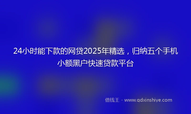 24小时能下款的网贷2025年精选，归纳五个手机小额黑户快速贷款平台