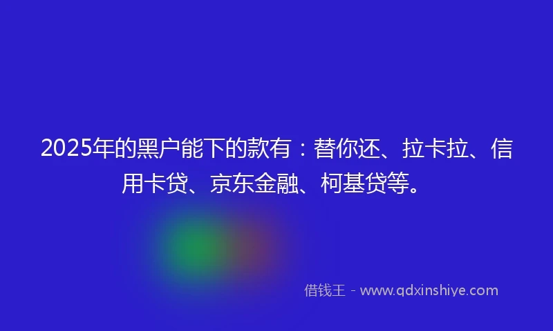 2025年的黑户能下的款有：替你还、拉卡拉、信用卡贷、京东金融、柯基贷等。