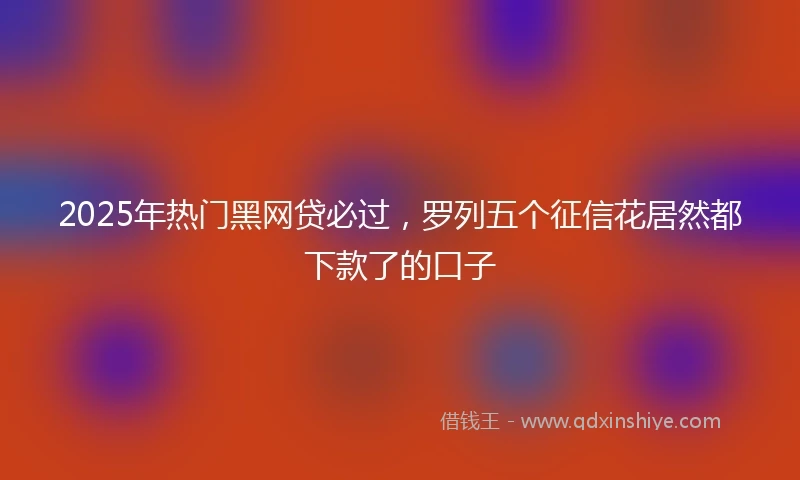 2025年热门黑网贷必过，罗列五个征信花居然都下款了的口子