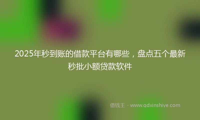 2025年秒到账的借款平台有哪些，盘点五个最新秒批小额贷款软件