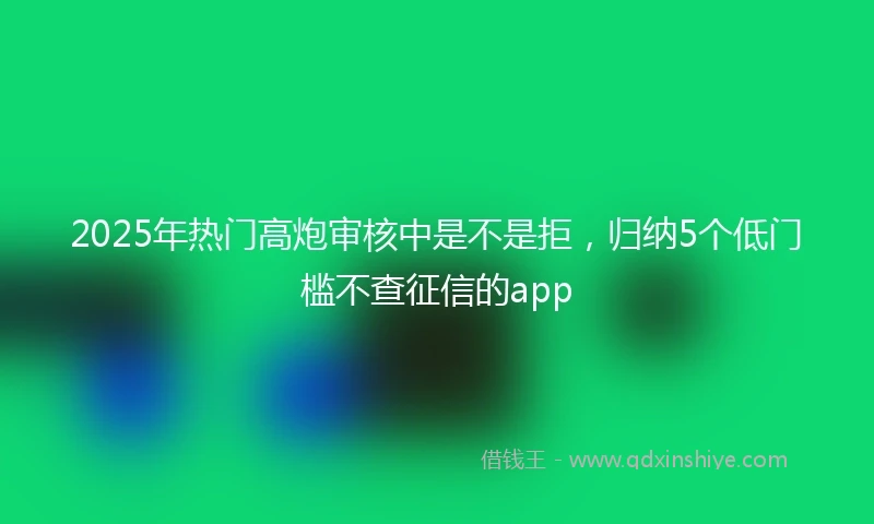 2025年热门高炮审核中是不是拒，归纳5个低门槛不查征信的app