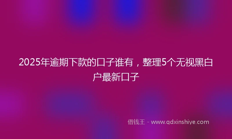 2025年逾期下款的口子谁有，整理5个无视黑白户最新口子