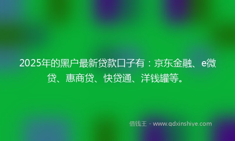 2025年的黑户最新贷款口子有：京东金融、e微贷、惠商贷、快贷通、洋钱罐等。