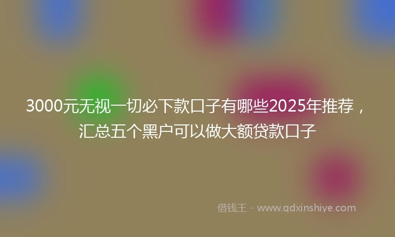 3000元无视一切必下款口子有哪些2025年推荐，汇总五个黑户可以做大额贷款口子