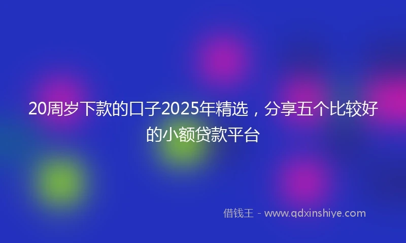 20周岁下款的口子2025年精选，分享五个比较好的小额贷款平台