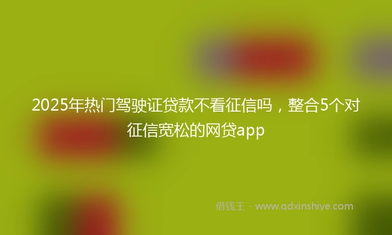2025年热门驾驶证贷款不看征信吗，整合5个对征信宽松的网贷app