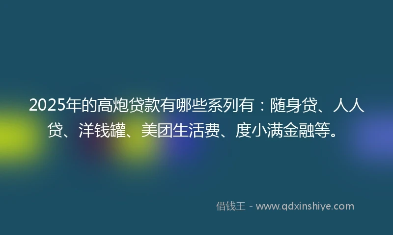 2025年的高炮贷款有哪些系列有：随身贷、人人贷、洋钱罐、美团生活费、度小满金融等。
