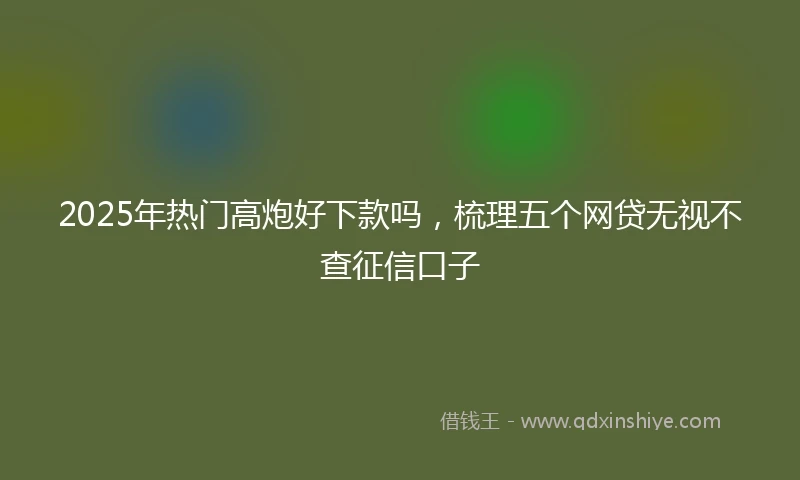 2025年热门高炮好下款吗，梳理五个网贷无视不查征信口子
