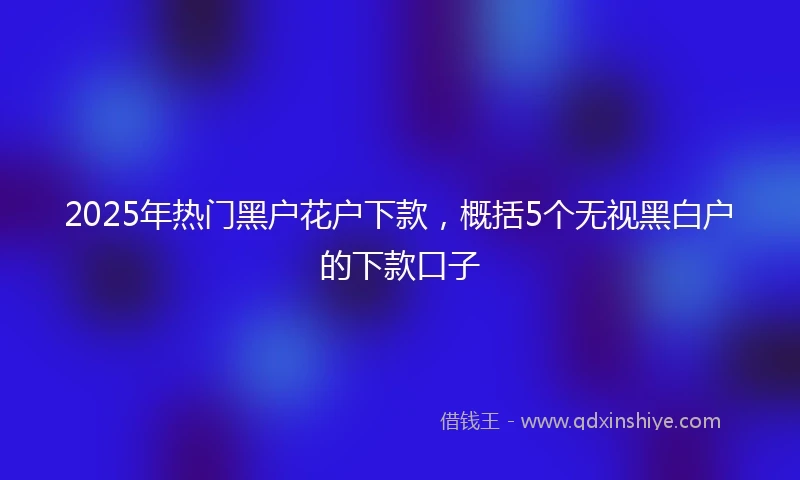 2025年热门黑户花户下款，概括5个无视黑白户的下款口子