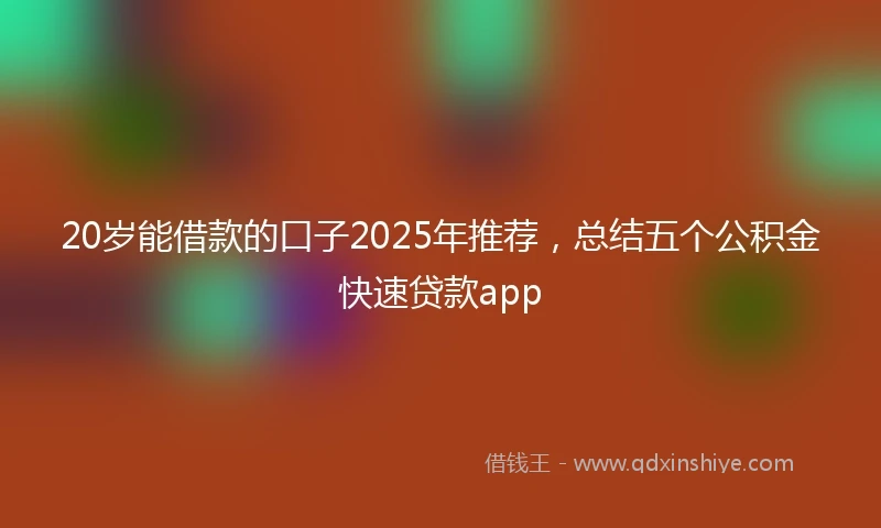 20岁能借款的口子2025年推荐，总结五个公积金快速贷款app