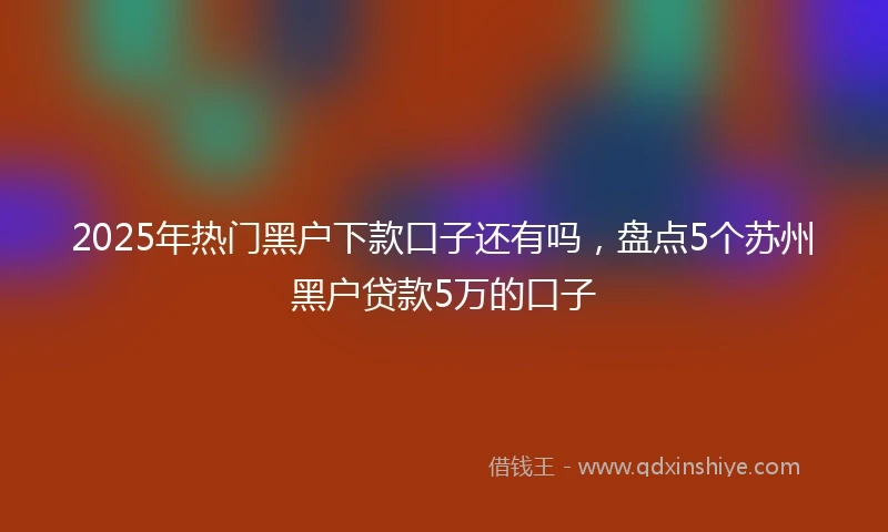 2025年热门黑户下款口子还有吗，盘点5个苏州黑户贷款5万的口子