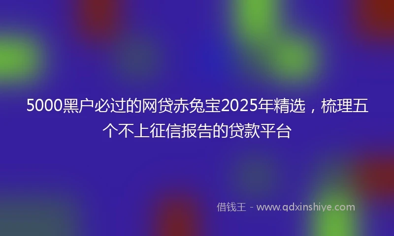 5000黑户必过的网贷赤兔宝2025年精选，梳理五个不上征信报告的贷款平台