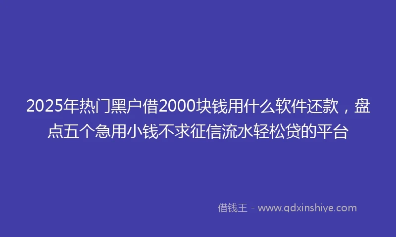 2025年热门黑户借2000块钱用什么软件还款，盘点五个急用小钱不求征信流水轻松贷的平台