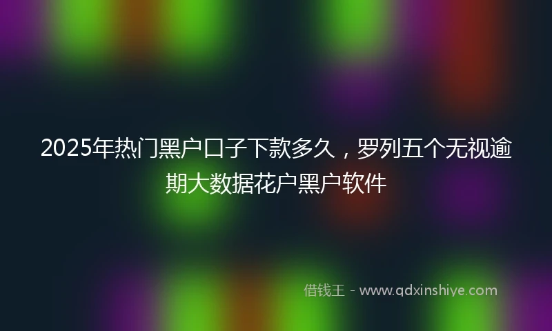 2025年热门黑户口子下款多久，罗列五个无视逾期大数据花户黑户软件