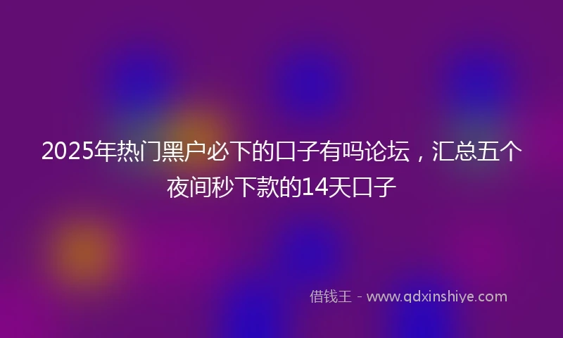 2025年热门黑户必下的口子有吗论坛，汇总五个夜间秒下款的14天口子