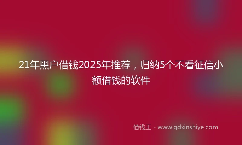 21年黑户借钱2025年推荐，归纳5个不看征信小额借钱的软件