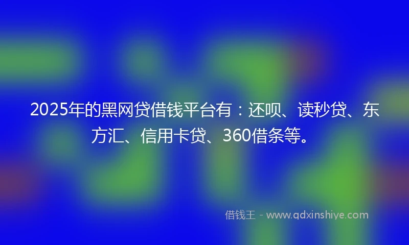 2025年的黑网贷借钱平台有：还呗、读秒贷、东方汇、信用卡贷、360借条等。