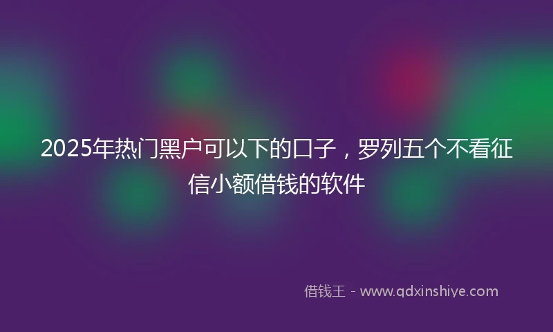 2025年热门黑户可以下的口子，罗列五个不看征信小额借钱的软件