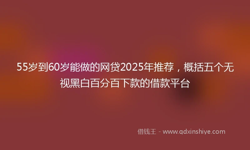 55岁到60岁能做的网贷2025年推荐，概括五个无视黑白百分百下款的借款平台
