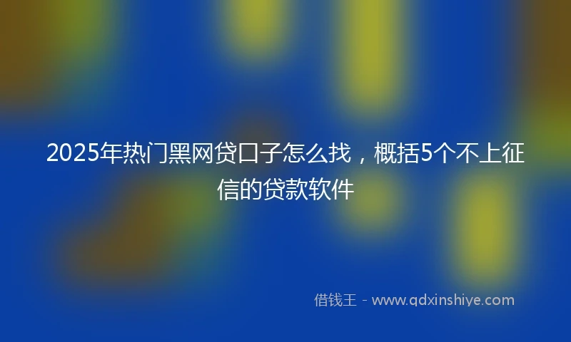 2025年热门黑网贷口子怎么找，概括5个不上征信的贷款软件