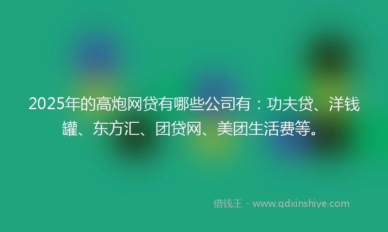 2025年的高炮网贷有哪些公司有：功夫贷、洋钱罐、东方汇、团贷网、美团生活费等。
