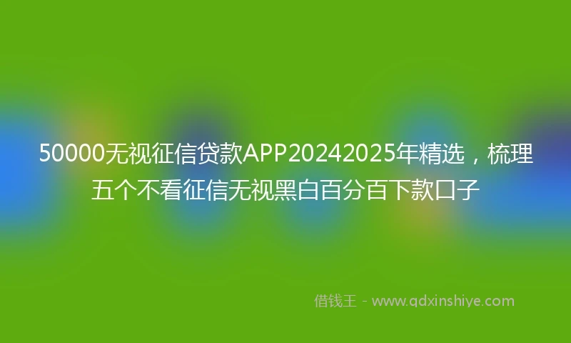 50000无视征信贷款APP20242025年精选，梳理五个不看征信无视黑白百分百下款口子