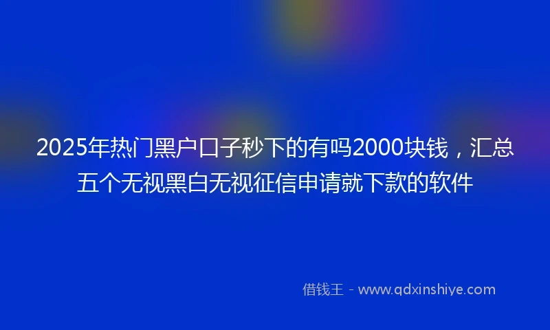 2025年热门黑户口子秒下的有吗2000块钱，汇总五个无视黑白无视征信申请就下款的软件